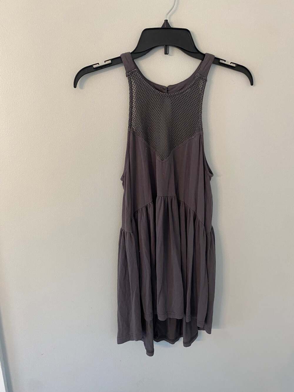 POL Womens Medium Babydoll Tank Top Sleeveless Tunic Lace Trim Boho muave Soft